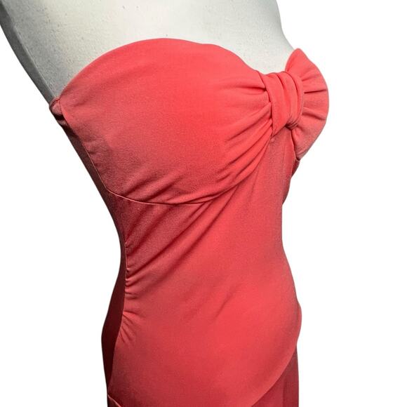 Rhapsody Y2K Strapless Dress Womens M Orange Bandeau Stretch Shark Bite Coquette - Picture 3 of 15